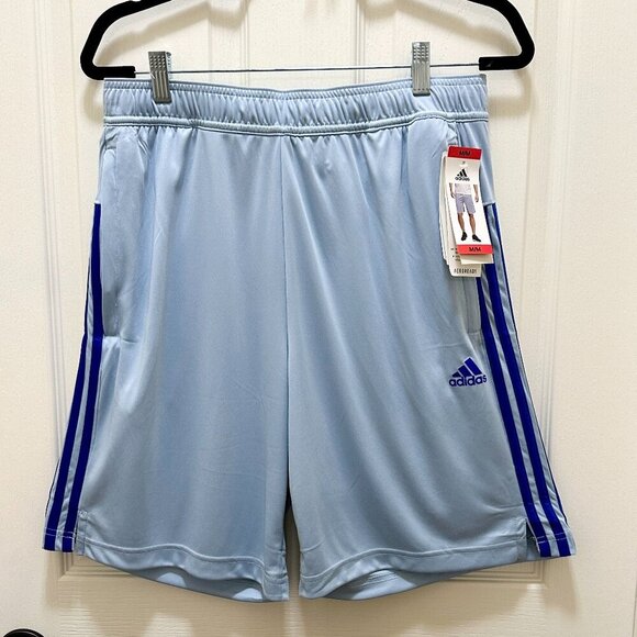 New Adidas Active Shorts Men's Size M Blue Iconic 3 Stripes Detail Athletic - Picture 3 of 12